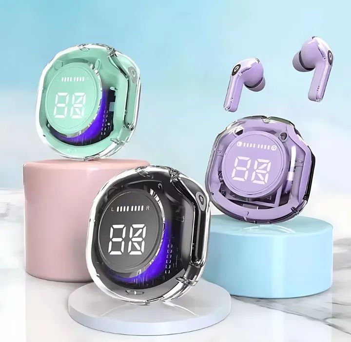 Air 39 Wireless Earbuds – Transparent Design, Super Bass, LED Display | Bluetooth 5.3, 30H Playtime, IPX5 Waterproof, HD Calling