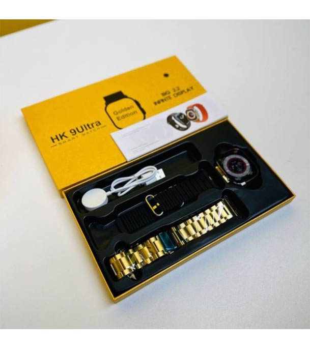 HK9 Ultra Golden Edition – 2.2" Infinite Display Smartwatch | Luxe Style, Limitless Features
