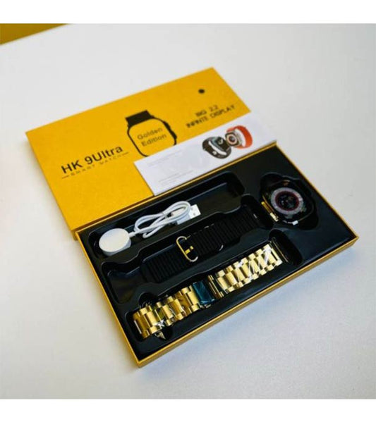 HK9 Ultra Golden Edition – 2.2" Infinite Display Smartwatch | Luxe Style, Limitless Features