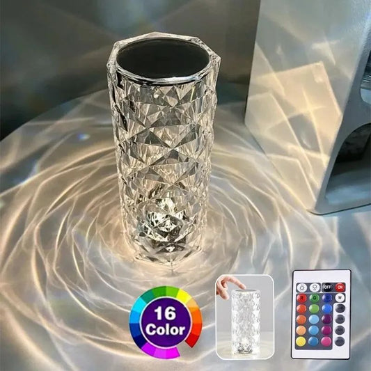 16-Color Magic Crystal Lamp – USB Rechargeable LED Mood Light for Bedroom & Home Decor