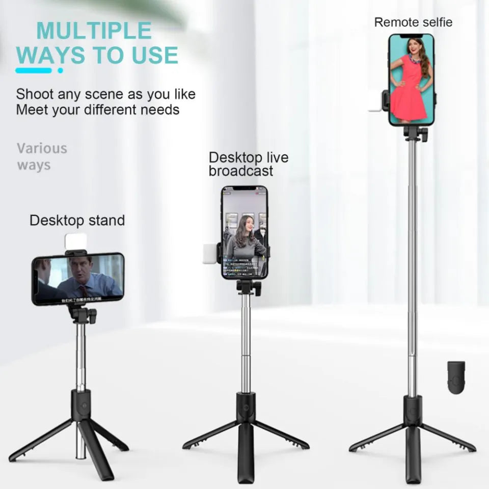 Ultimate 3-in-1 Wireless Selfie Stick R1 – Bluetooth Tripod Stand for TikTok, YouTube & Travel