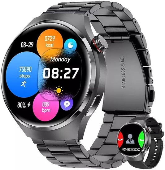 WATCH 4 PRO – Big Round Display | Dual Strap | Android-Compatible | Ultimate Men’s Smartwatch!
