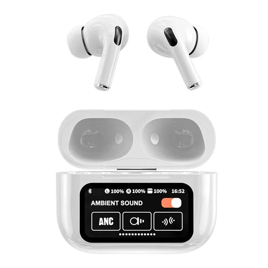 A9 Pro 2 Earbuds with LCD Tablet – AirPods-Style + Touchscreen Display, Bluetooth 5.3 (iOS/Android)