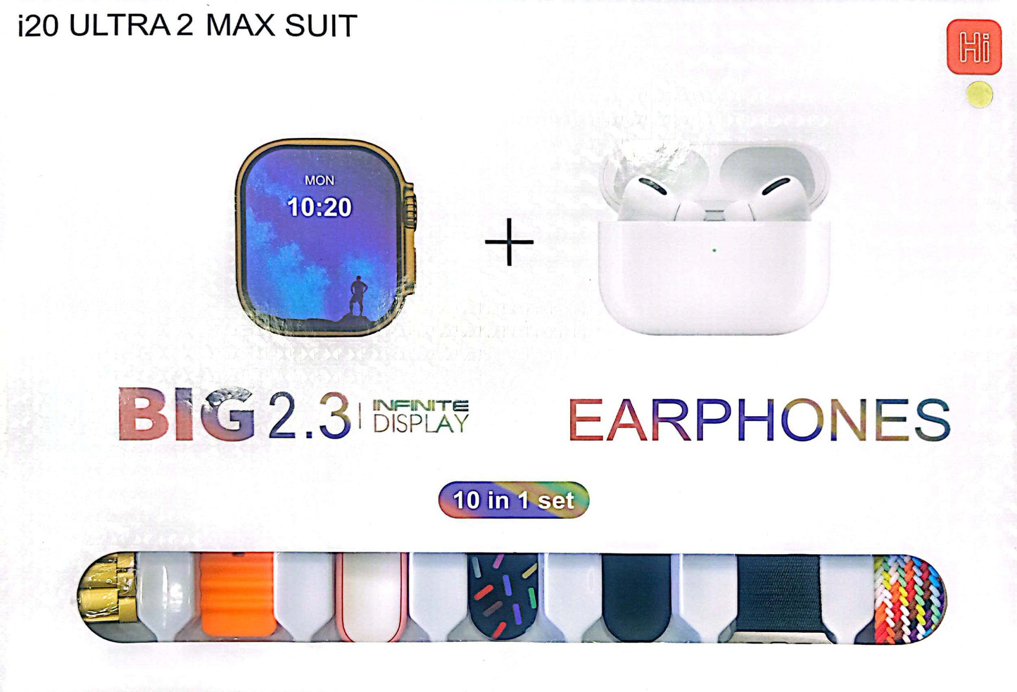 i20 Ultra Max Smartwatch 2.3" + FREE AirPods! - 10-in-1 Bundle