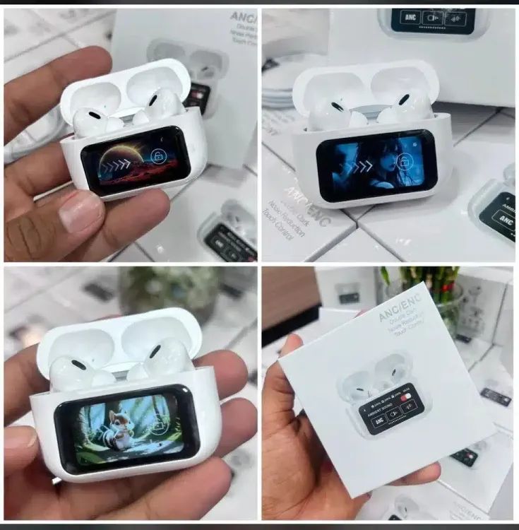 A9 Pro 2 Earbuds with LCD Tablet – AirPods-Style + Touchscreen Display, Bluetooth 5.3 (iOS/Android)