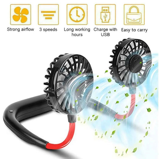 Breeze Buddy Pro – Wearable Neck Fan | 3-Speed Hands-Free Cooling, Rechargeable & Ultra-Light for Sports, Work, and Travel!